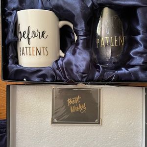 Before patients/after patients coffee mug and wine glass